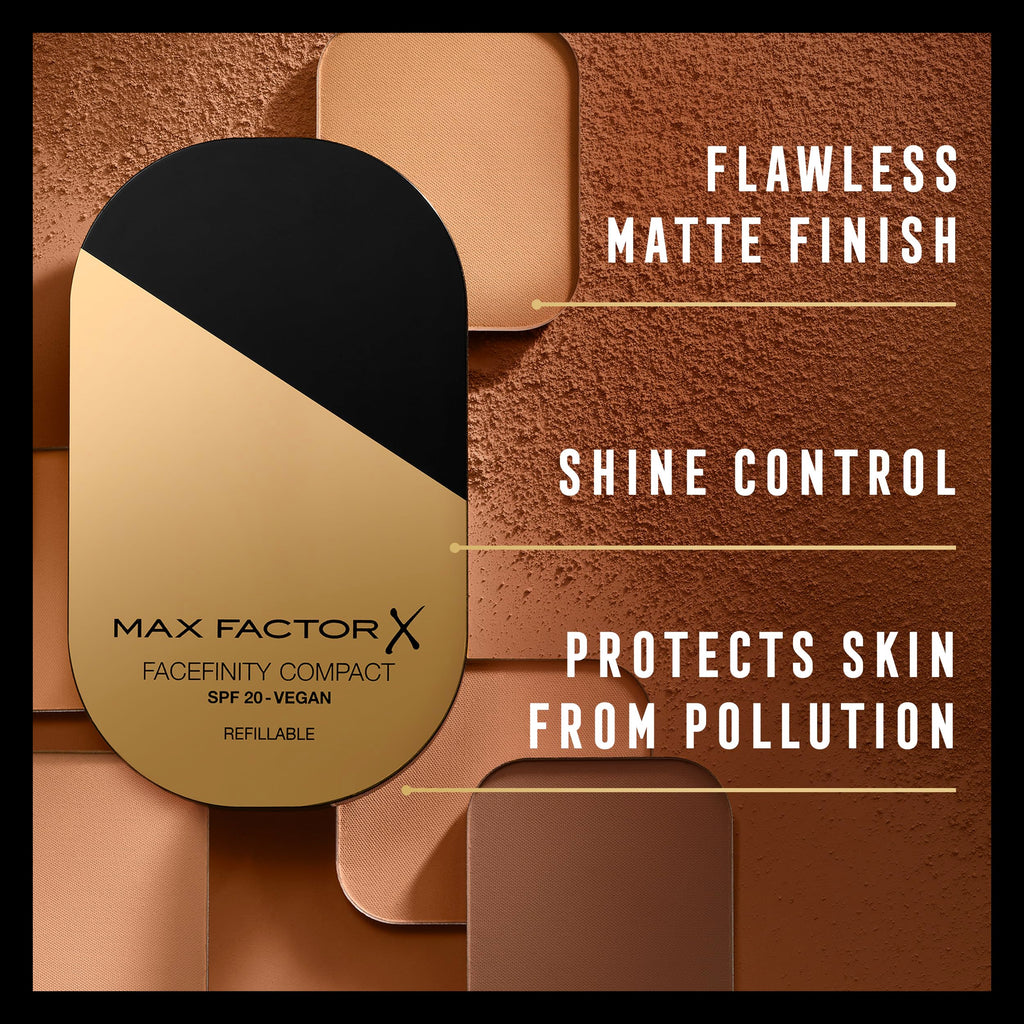Max Factor Facefinity Compact Foundation - 001 Porcelain - 10g - SPF 15 Pressed Powder - New