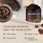 O Naturals Coffee Arabica Exfoliating Dead Sea Salt Body Scrub. 100% Natural Detoxifying, Battles Cellulite, Wrinkles, Stretch Marks & Varicose Veins. Enriched w/Sea Buckthorn. Vegan 250 ml - New