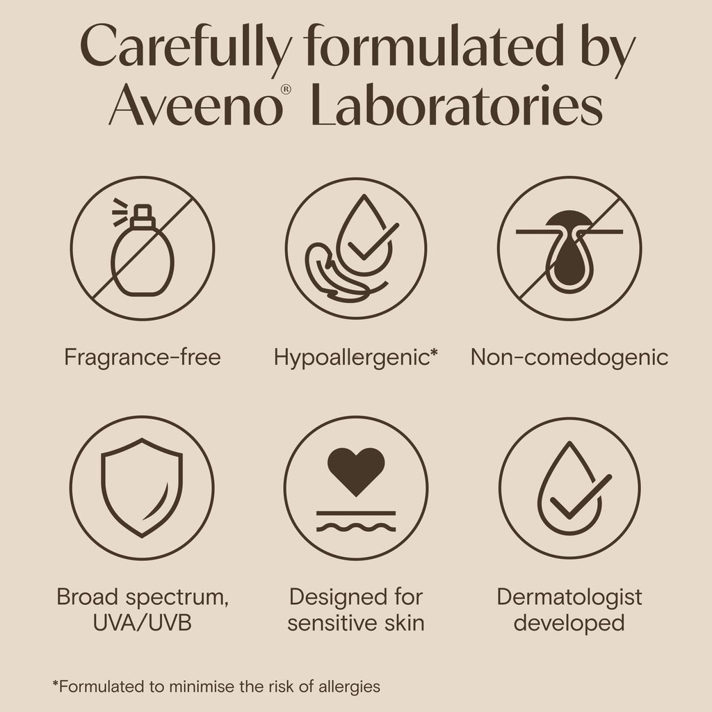 Aveeno Calm + Restore Moisturising Lotion SPF 50, 50ml - Daily Facial Moisturiser for Sensitive Skin - Damaged Box