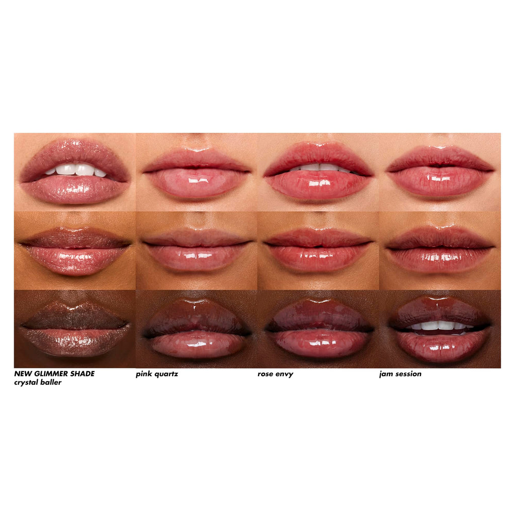 e.l.f. Glow Reviver Quad Goals Lip Oil Kit - 4 Shades (Pink Quartz, Rose Envy, Jam Session, Crystal Baller)- Hydrating Sheer Colour, Vegan & Cruelty-Free Lip Gloss Set