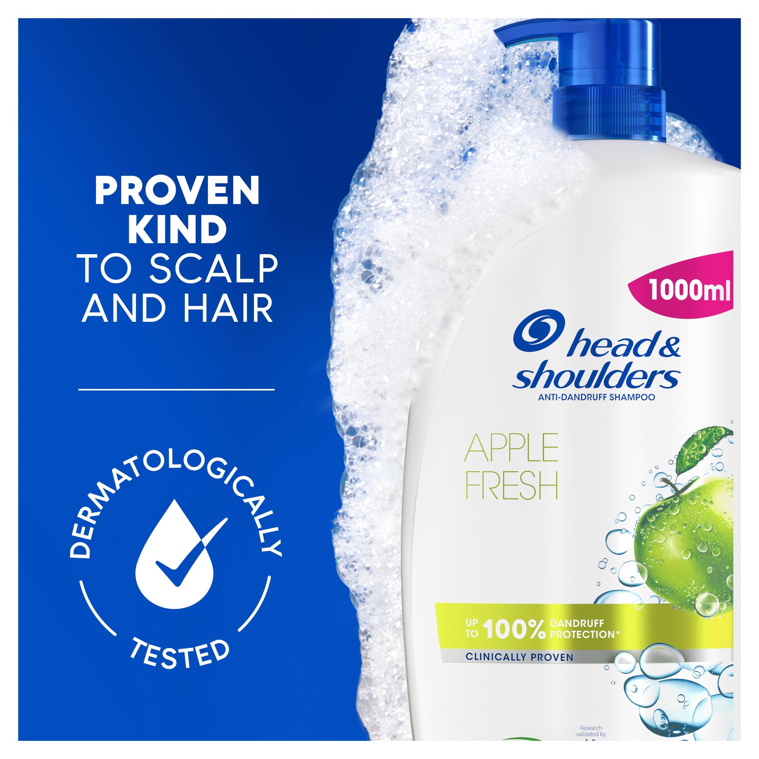 Head & Shoulders Apple Fresh Anti-Dandruff Shampoo 1000ml - Flake Free Daily Use for All Hair Types - New