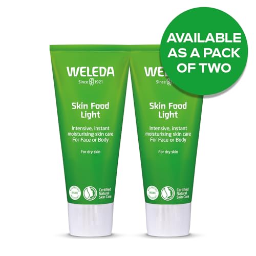 Weleda Skin Food Light Twin Pack, Dry Skin Moisturiser, Moisturising Cream & Primer, Face & Body, For Men & Women, Multiple Uses, Certified Natural, 2 x 75ml - Damaged Box - BBE 06/2028