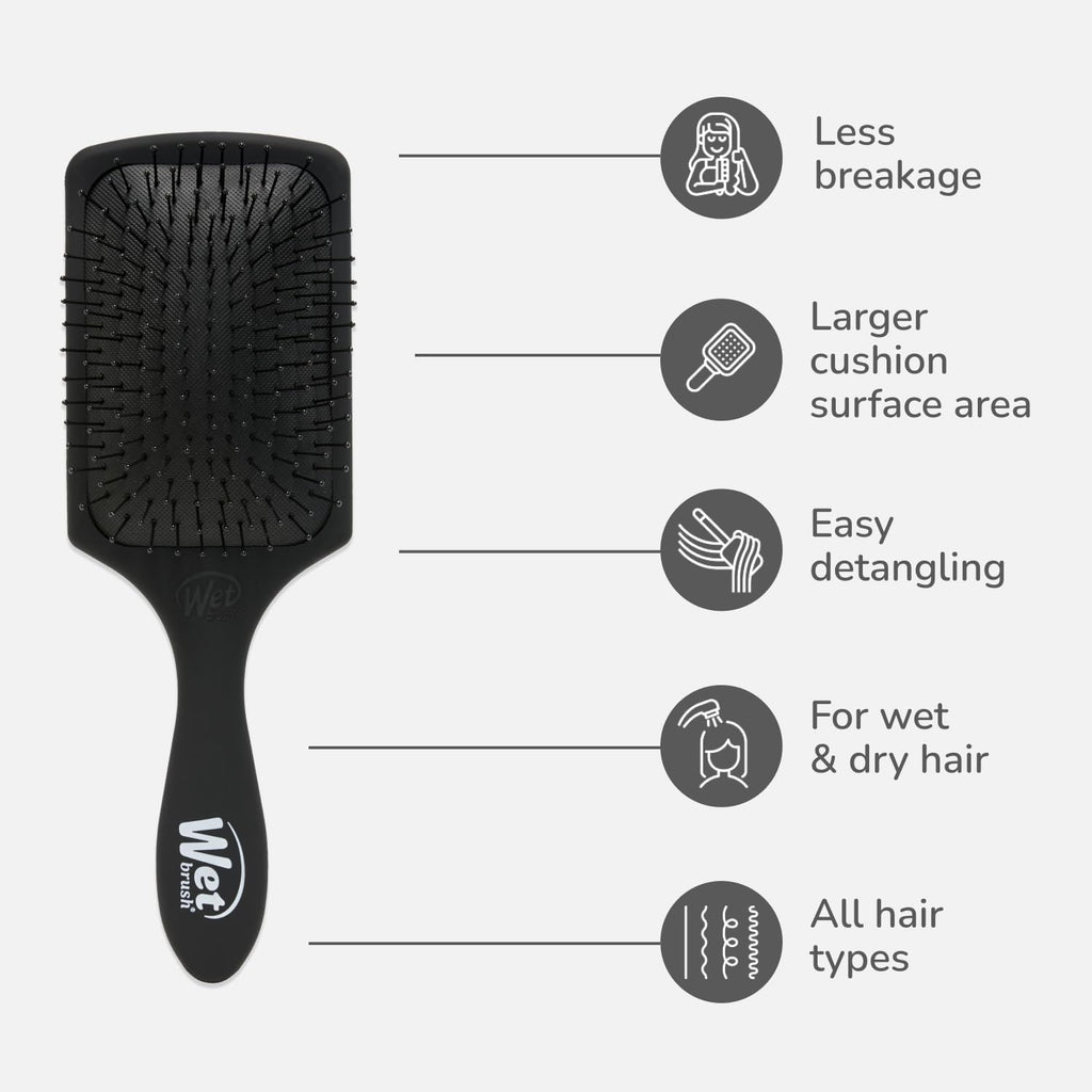 Wet Brush Paddle Detangle Brush, Black Frost, Ultra Soft IntelliFlex Detangle Brush with AquaVent Design, Distributes Hair Treatments Evenly, Slides Easily Through Tangles, Suitable for - Damaged Box