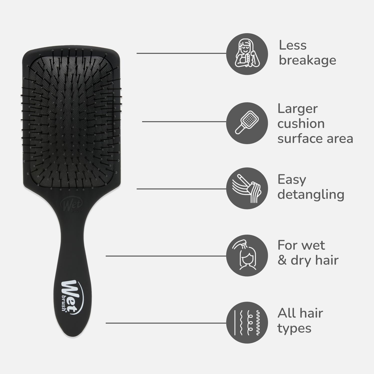 Wet Brush Paddle Detangle Brush, Black Frost, Ultra Soft IntelliFlex Detangle Brush with AquaVent Design, Distributes Hair Treatments Evenly, Slides Easily Through Tangles, Suitable for - Damaged Box