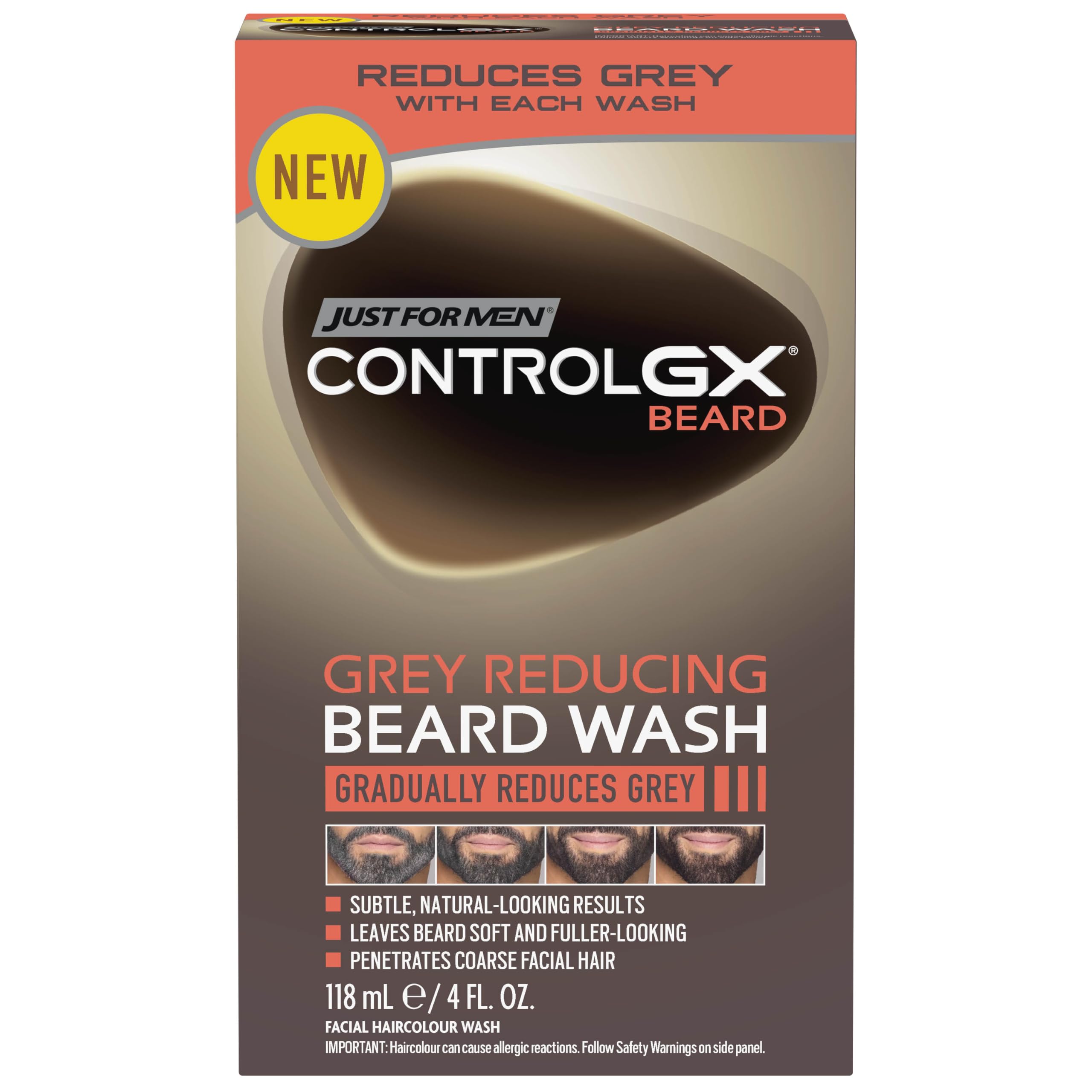Just For Men Control GX Grey Reducing Beard Wash - All Shades - 118ml - Gradual Colour Shampoo - New