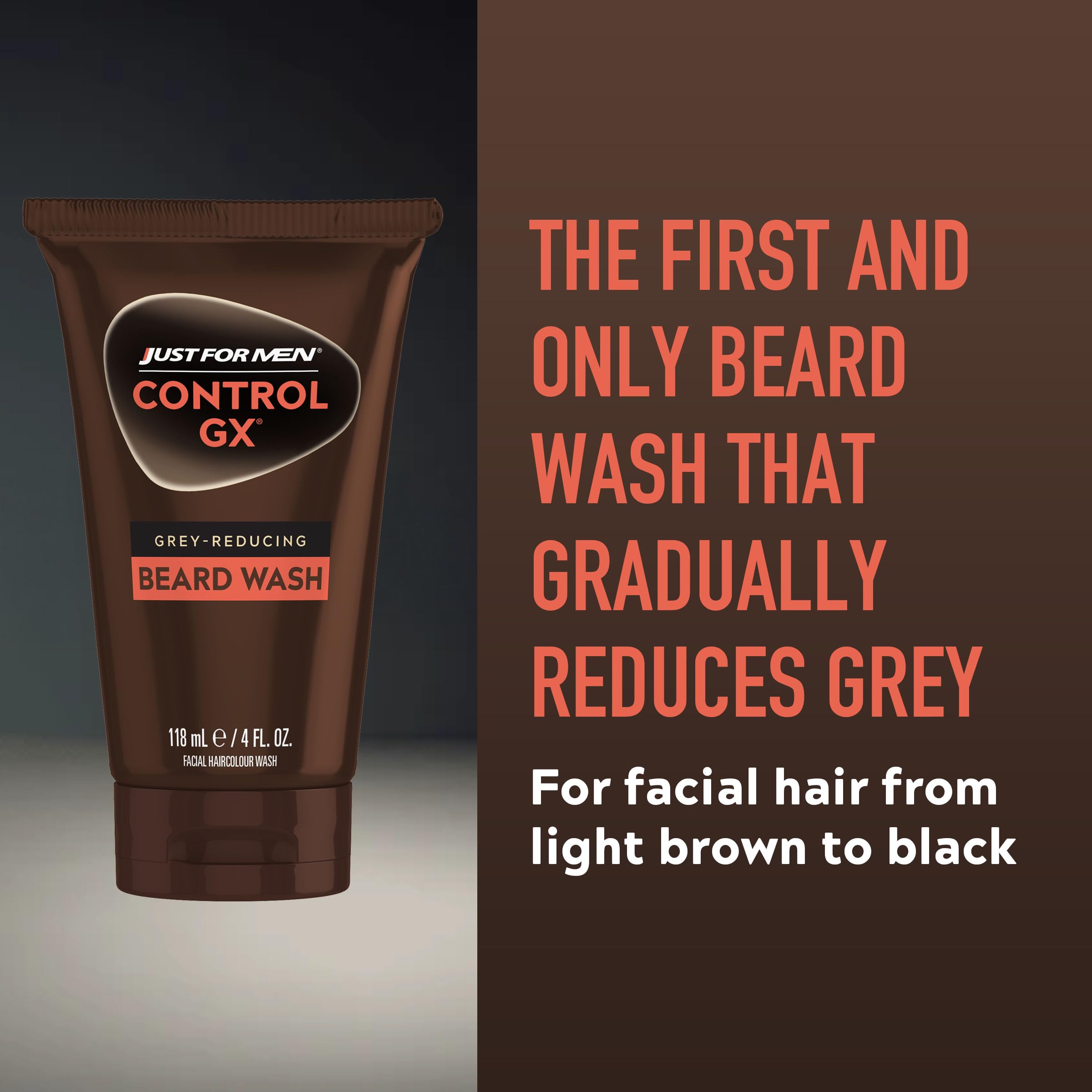 Just For Men Control GX Grey Reducing Beard Wash - All Shades - 118ml - Gradual Colour Shampoo - New