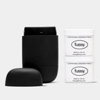 Fussy - Mens Natural Refillable Deodorant - Aluminium Free - 24 Hour Protection - Midnight Black Case & Variety Refill Pack (2 x 40g) - Wide Eyed & Forest Haze - Vegan & Cruelty Free - New