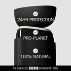 Fussy - Mens Natural Refillable Deodorant - Aluminium Free - 24 Hour Protection - Midnight Black Case & Variety Refill Pack (2 x 40g) - Wide Eyed & Forest Haze - Vegan & Cruelty Free - New