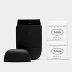 Fussy - Mens Natural Refillable Deodorant - Aluminium Free - 24 Hour Protection - Midnight Black Case & Variety Refill Pack (2 x 40g) - Wide Eyed & Forest Haze - Vegan & Cruelty Free - New