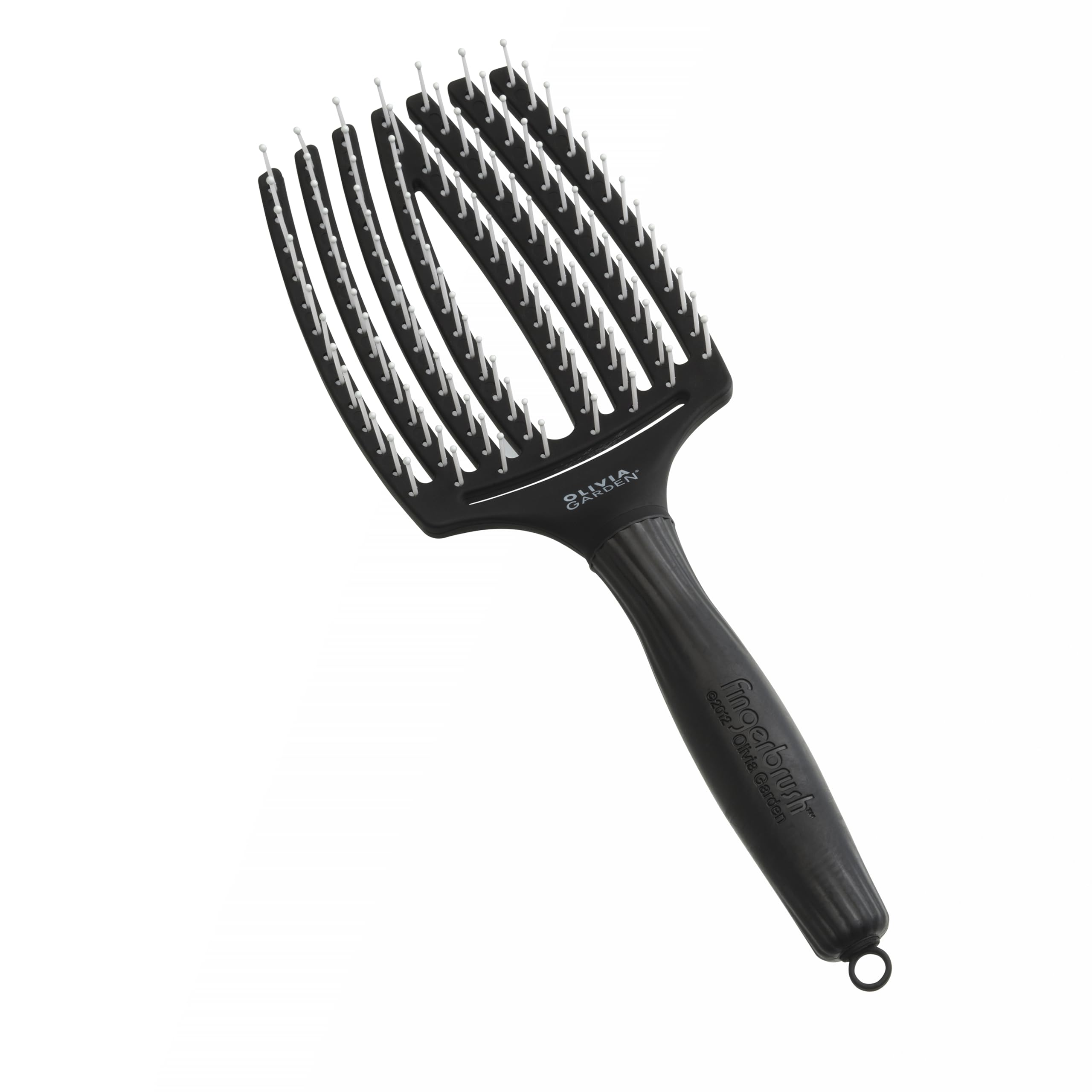 Olivia Garden Fingerbrush Large Black - Ionised Nylon Bristles Hair Brush