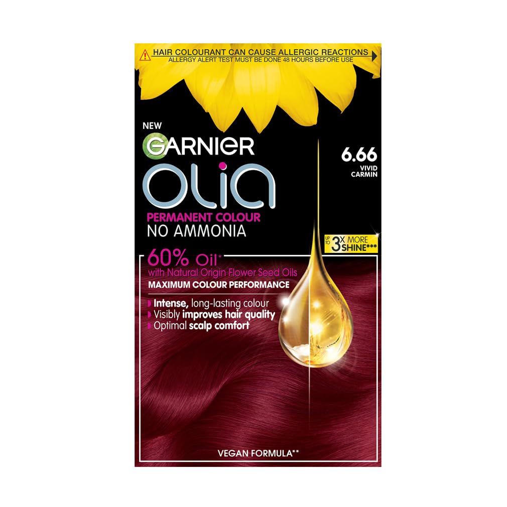 Garnier Olia 7.40 Intense Copper, oil-powered, no-ammonia. 100% grey coverage. Luminous, long-lasting, vibrant intense copper hair color with ultimate shine and softness. - Damaged Box