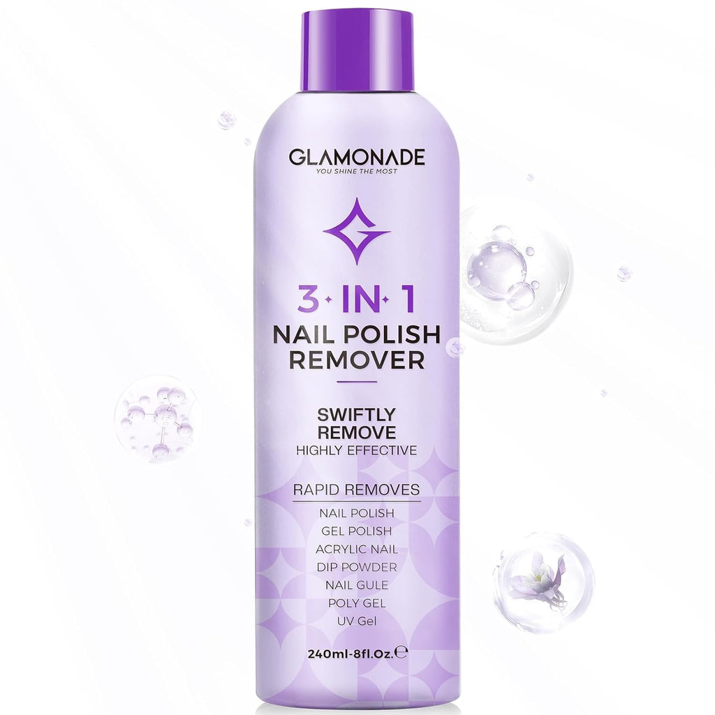 Glamonade Acetone Ultra-Powerful Nail Polish Remover: Professional Soak off Gel Nail Polish Remover Enriched with Natural Grape Seed Oil Acrylic Nail Glue Dip Powder for Home Salon 8 Fl Oz - New