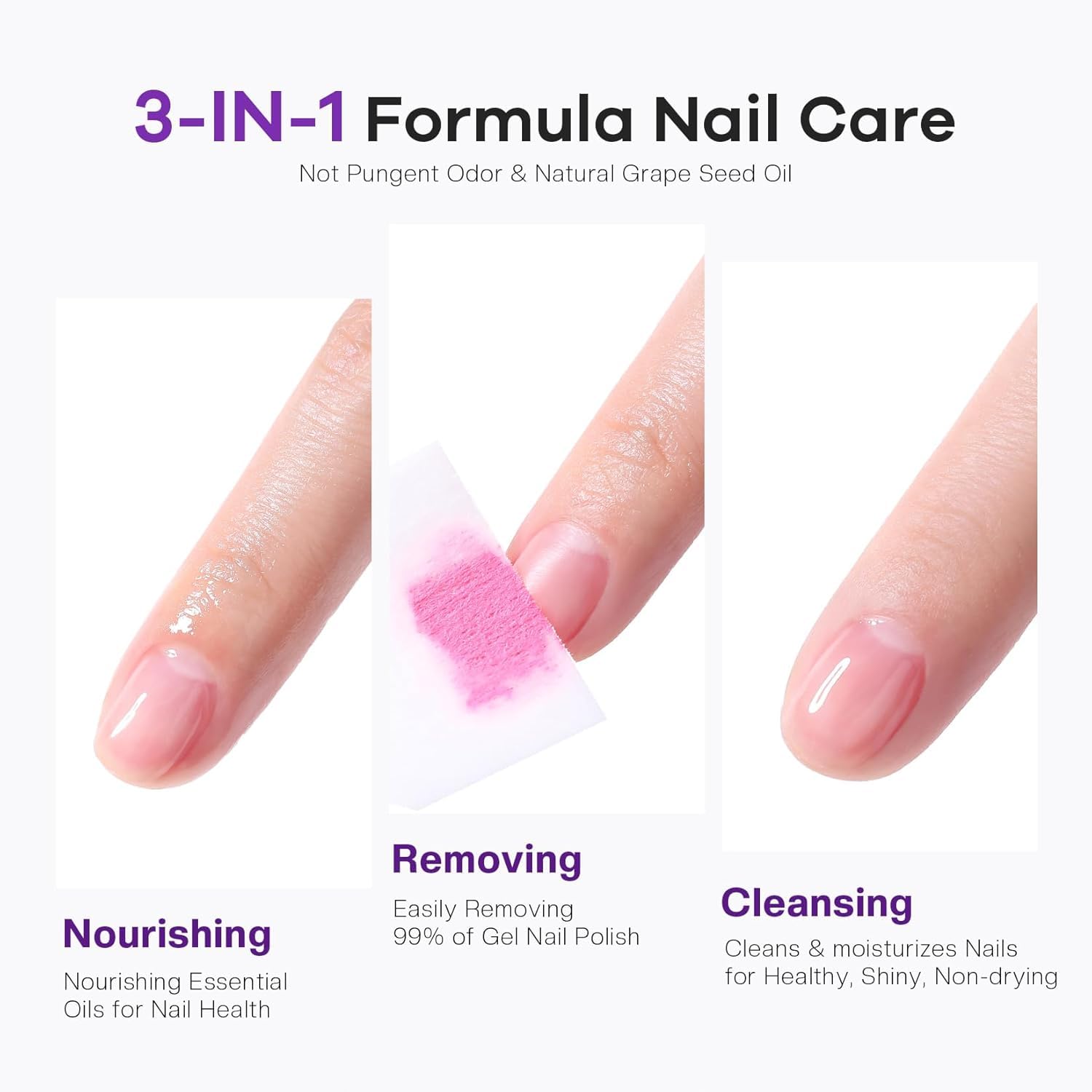 Glamonade Acetone Ultra-Powerful Nail Polish Remover: Professional Soak off Gel Nail Polish Remover Enriched with Natural Grape Seed Oil Acrylic Nail Glue Dip Powder for Home Salon 8 Fl Oz - New