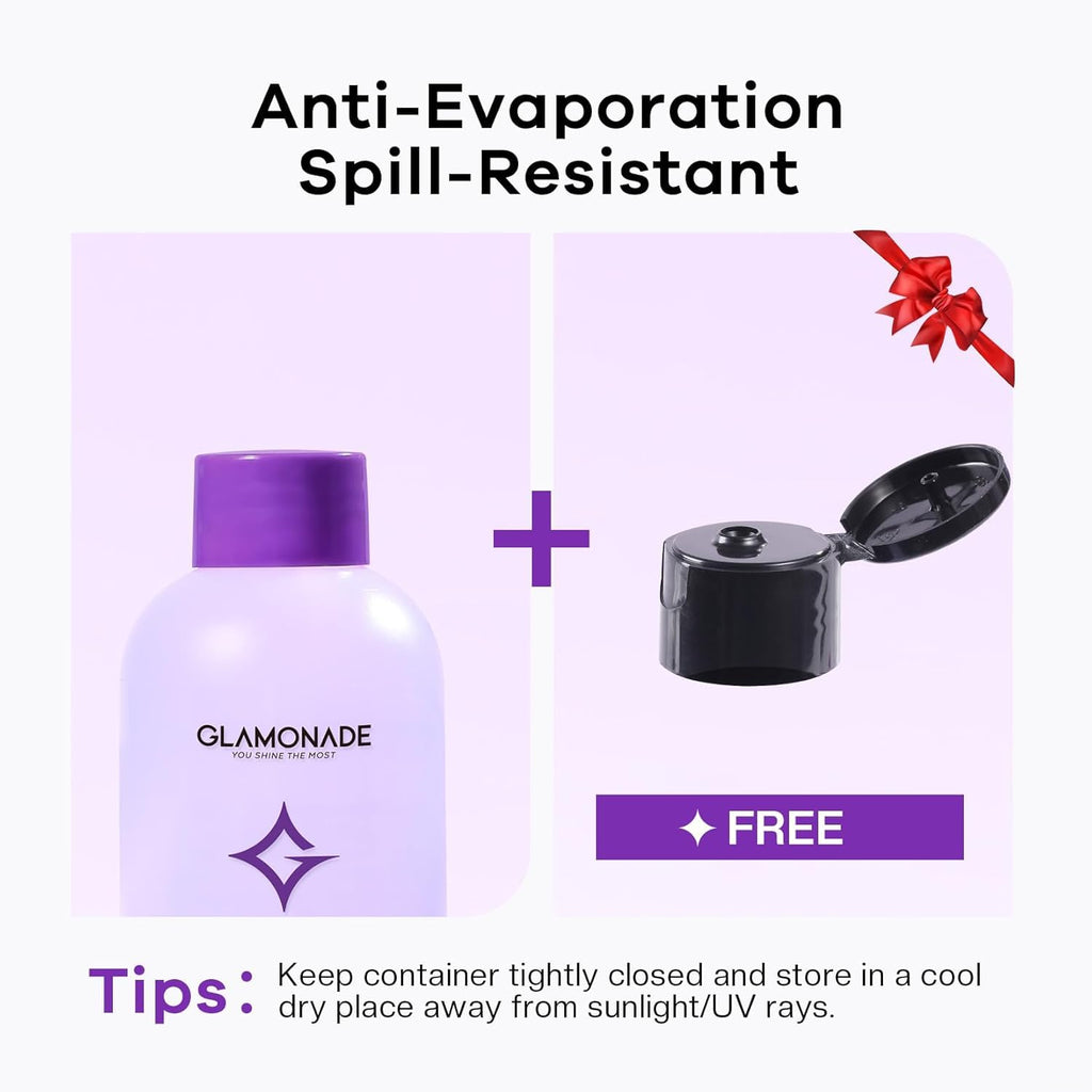 Glamonade Acetone Ultra-Powerful Nail Polish Remover: Professional Soak off Gel Nail Polish Remover Enriched with Natural Grape Seed Oil Acrylic Nail Glue Dip Powder for Home Salon 8 Fl Oz - New