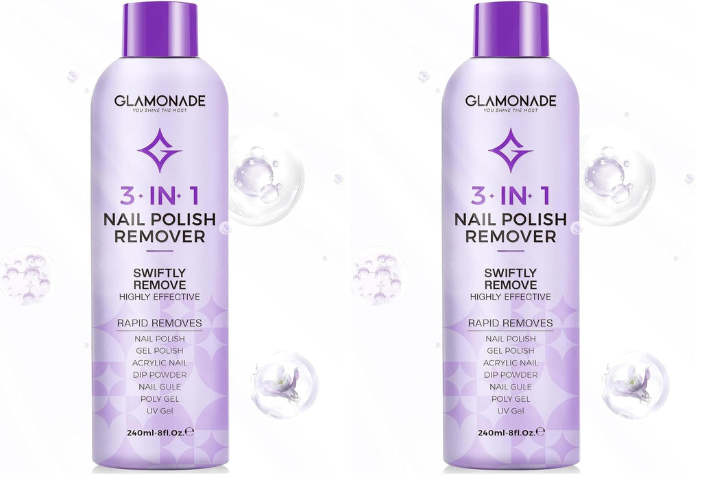 Glamonade Acetone Ultra-Powerful Nail Polish Remover: Professional Soak off Gel Nail Polish Remover Enriched with Natural Grape Seed Oil Acrylic Nail Glue Dip Powder for Home Salon 8 Fl Oz - New
