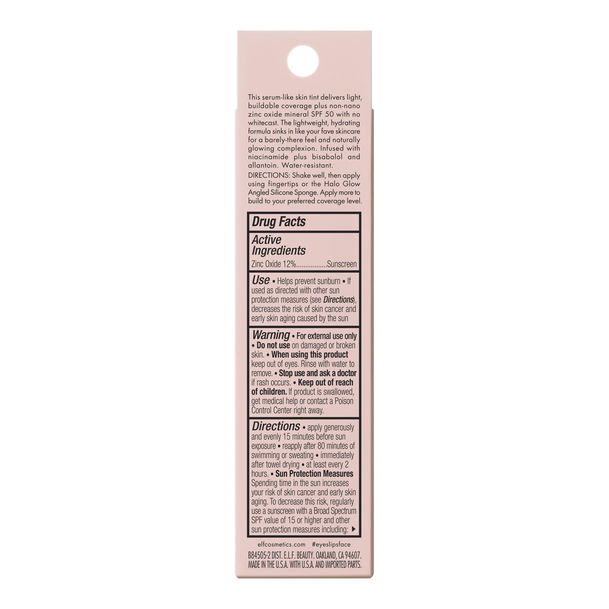 e.l.f. Halo Glow Skin Tint SPF 50, Tinted Moisturiser For Light, Buildable Coverage, Creates A Natural Glow, Vegan & Cruelty-Free, 4 Light Neutral - New