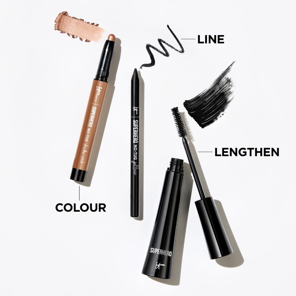 IT Cosmetics Superhero Mascara, Volumises & Lengthens Lashes, Made with Biotin, Shade: Super Black - New