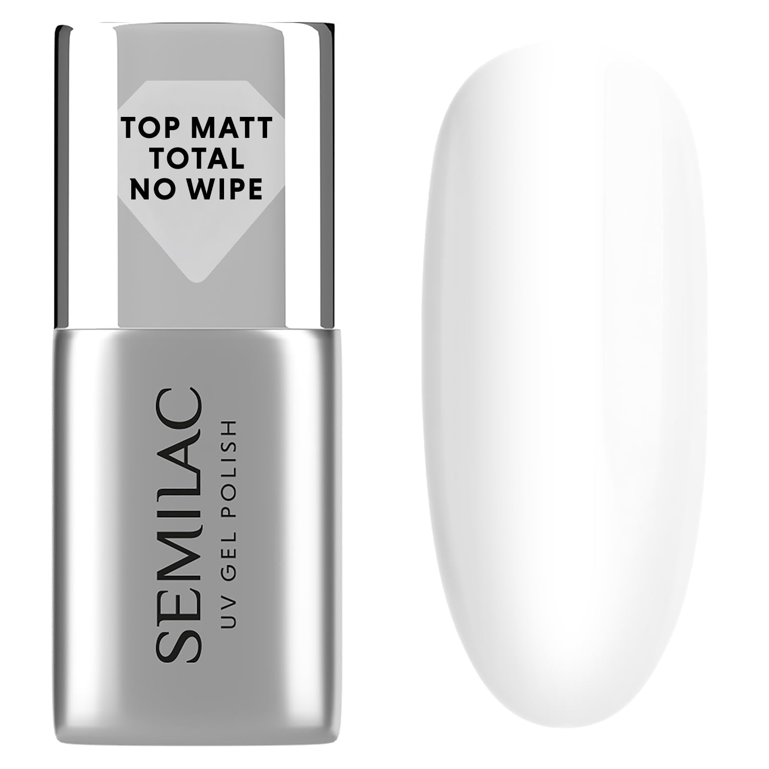 Semilac Top Matt Total No Wipe UV Nail Polish Top Coat 7ml - Matte Finish Gel Lacquer - New