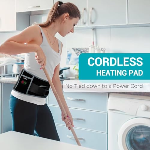 Comfytemp Cordless Heated Back Massager Pad - Portable Waist Belt for Lower Back & Period Pain, 3 Heat Levels, Auto-Off