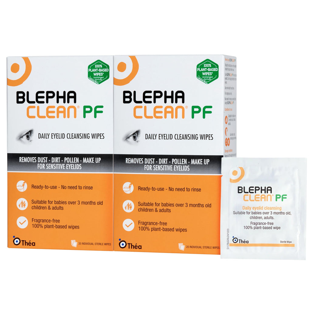 Blephaclean PF Daily Eyelid Wipes - 20 Sterile Plastic-Free Cleansing Wipes for Babies, Children & Adults - Damaged Box