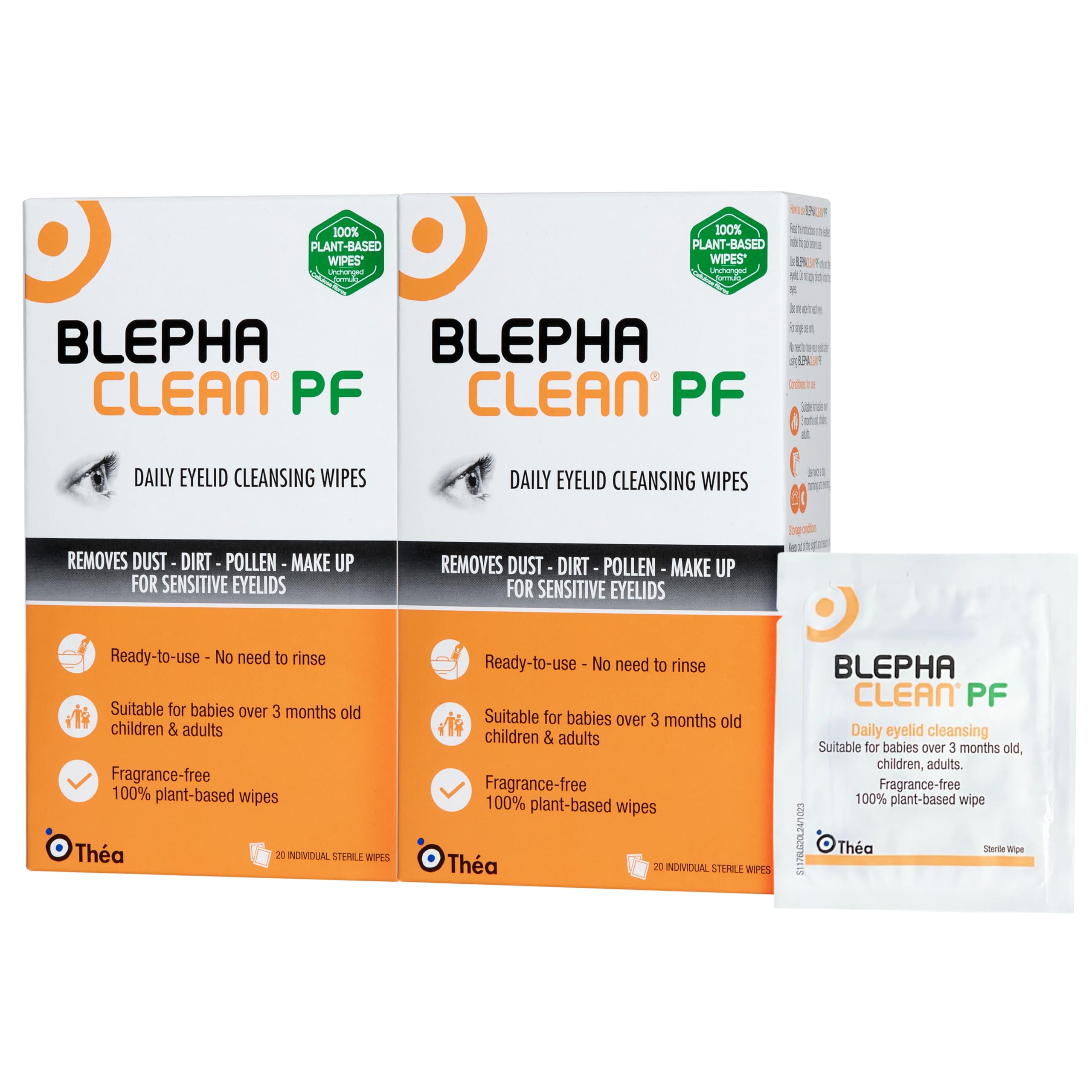 Blephaclean PF Daily Eyelid Wipes - 20 Sterile Plastic-Free Cleansing Wipes for Babies, Children & Adults - Damaged Box