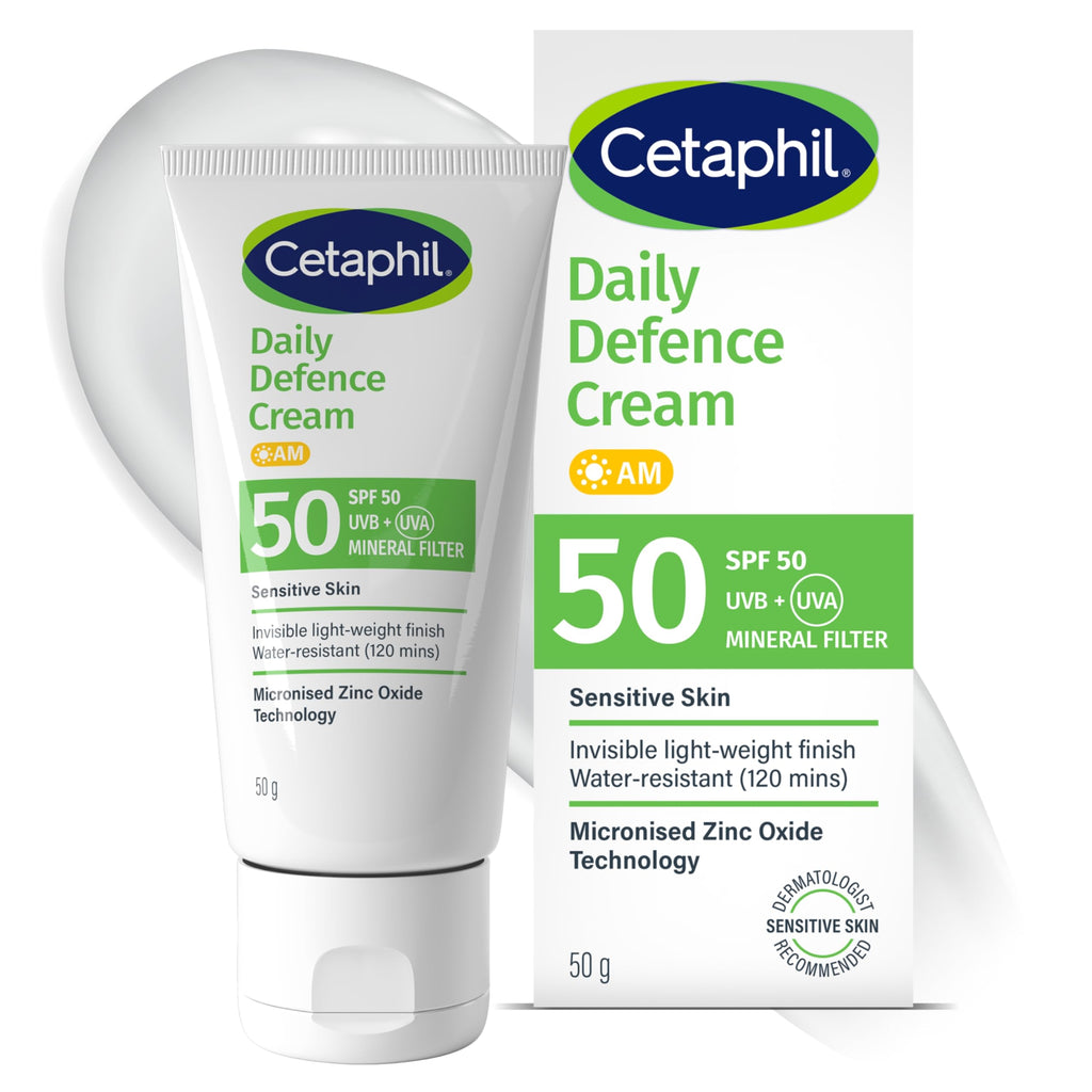 Cetaphil Daily Defence SPF 30 Moisturiser for Sensitive Skin - Mineral Sunscreen 50ml Face Cream - Damaged Box