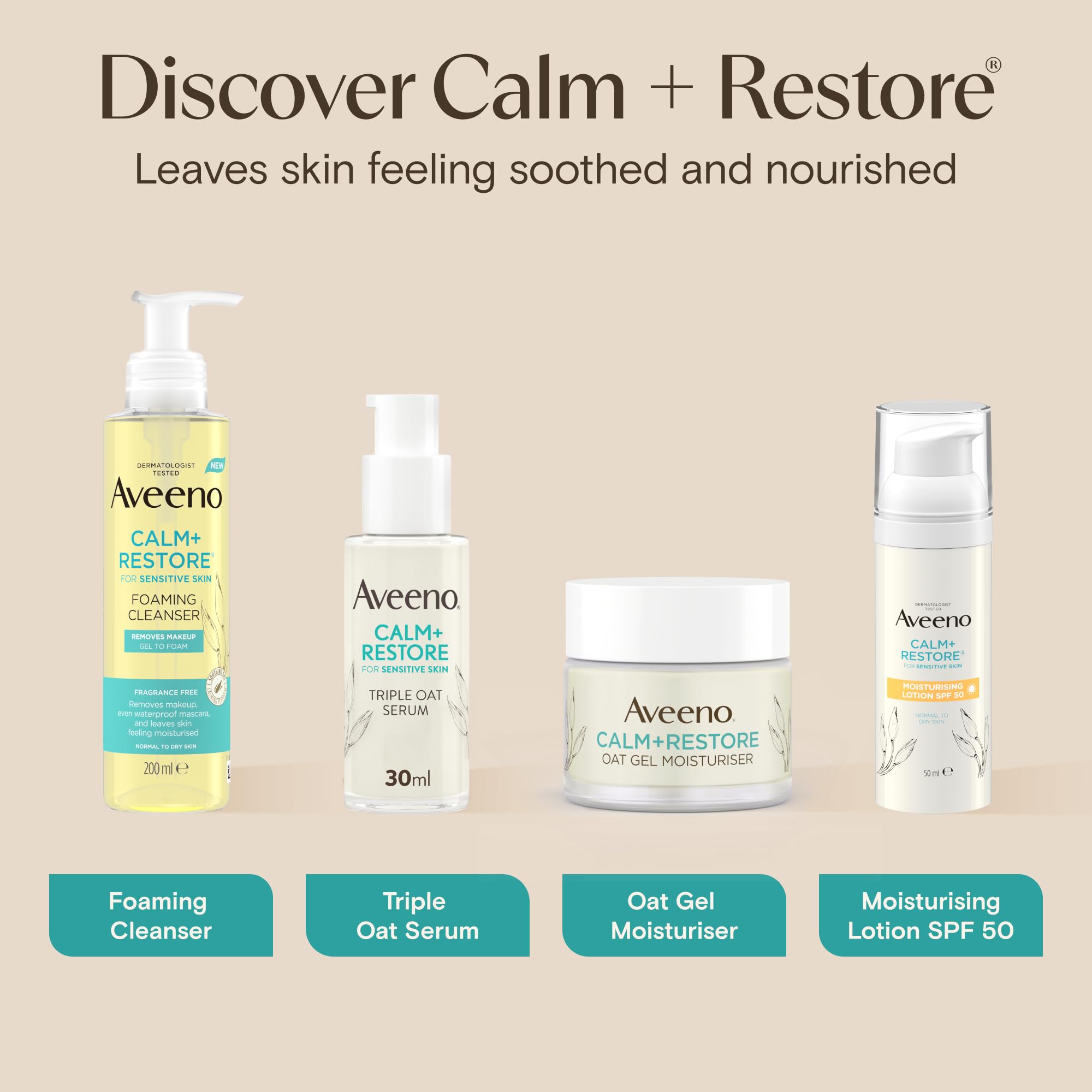 AVEENO CALM+RESTORE Triple Oat Serum - 30ml - Smoothing Face Serum for Sensitive Skin - New