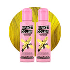 Crazy Color Semi-Permanent Hair Dye - Canary Yellow 2 x 100ml Duo Pack - Vegan Conditioning Formula - New