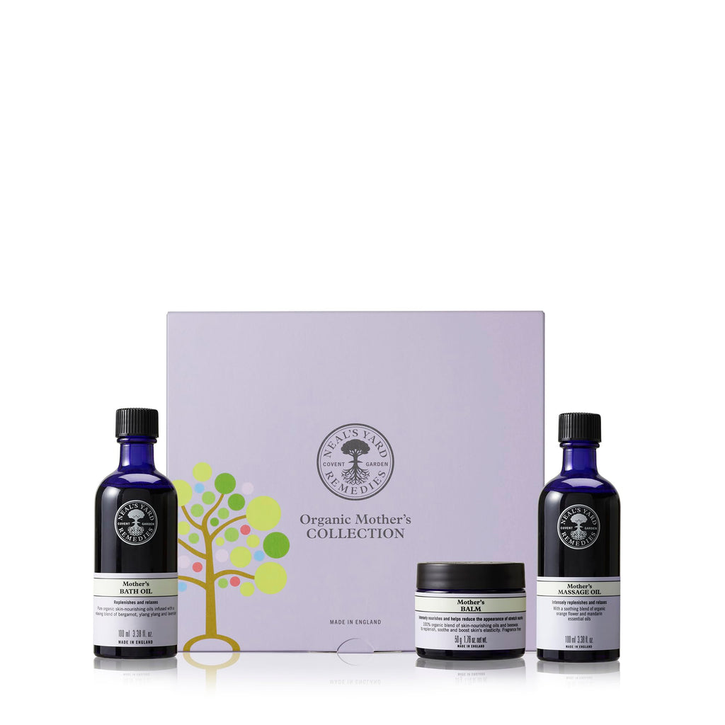 Neal's Yard Remedies Mother Collection Gift Set — Massage Oil, Bath Oil, Body Balm — 3 Piece Set - Damaged Box