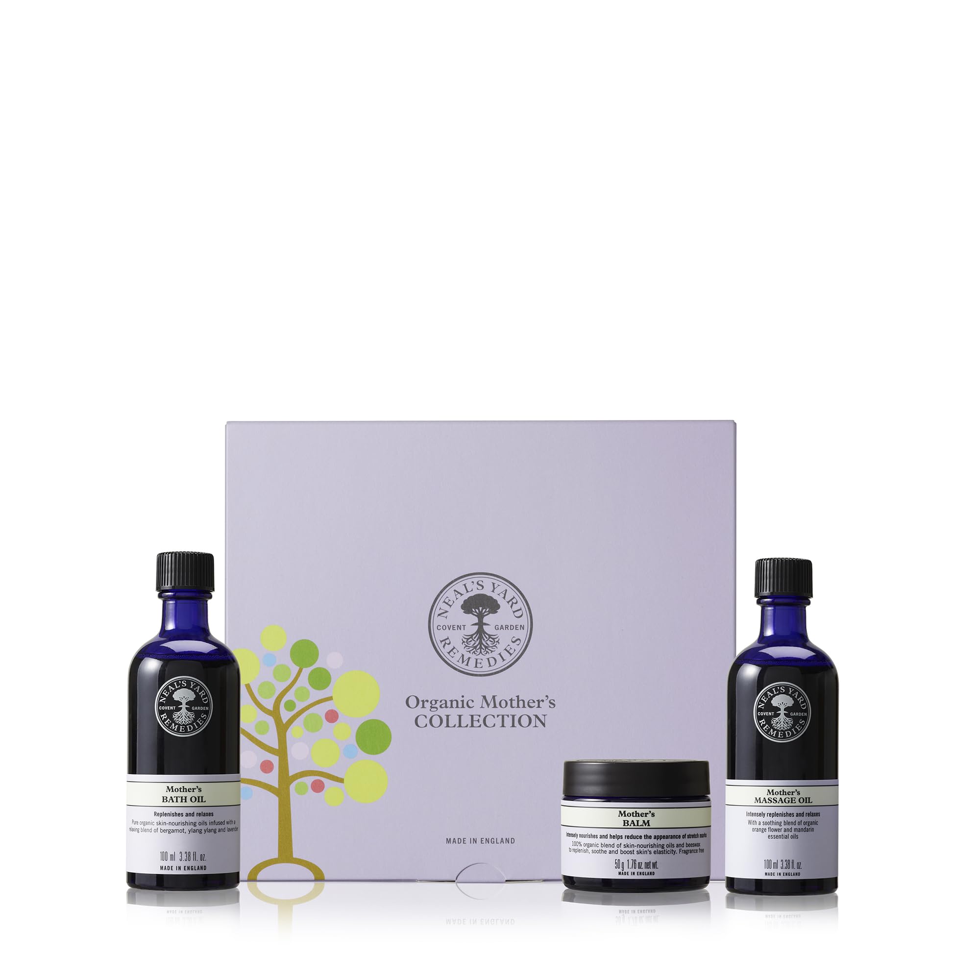 Neal's Yard Remedies Mother Collection Gift Set — Massage Oil, Bath Oil, Body Balm — 3 Piece Set - Damaged Box