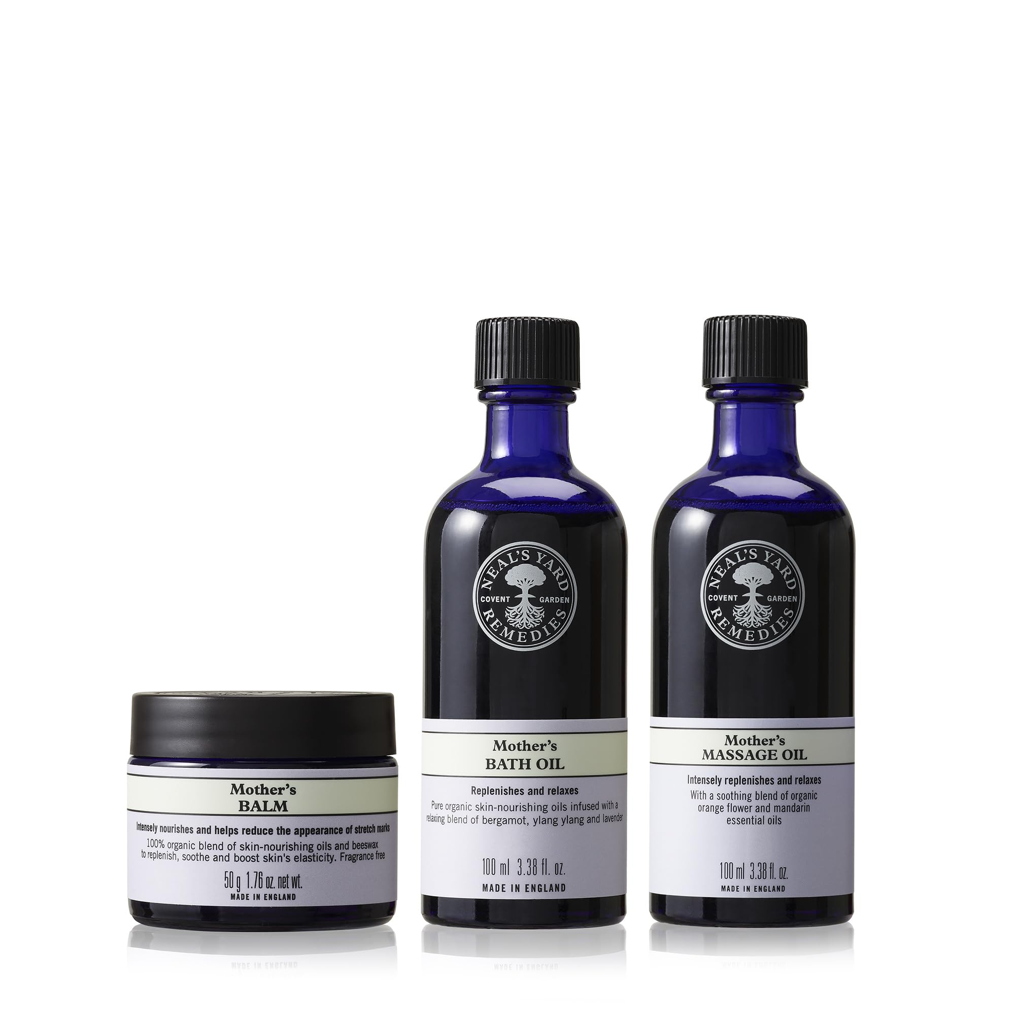Neal's Yard Remedies Mother Collection Gift Set — Massage Oil, Bath Oil, Body Balm — 3 Piece Set - Damaged Box