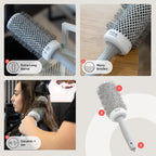 Olivia Garden Expert Blowout Speed - White & Grey - 55 - Ceramic Coated Round Brush with Extra Long Barrel for 25% Faster Blowouts - Damaged Box