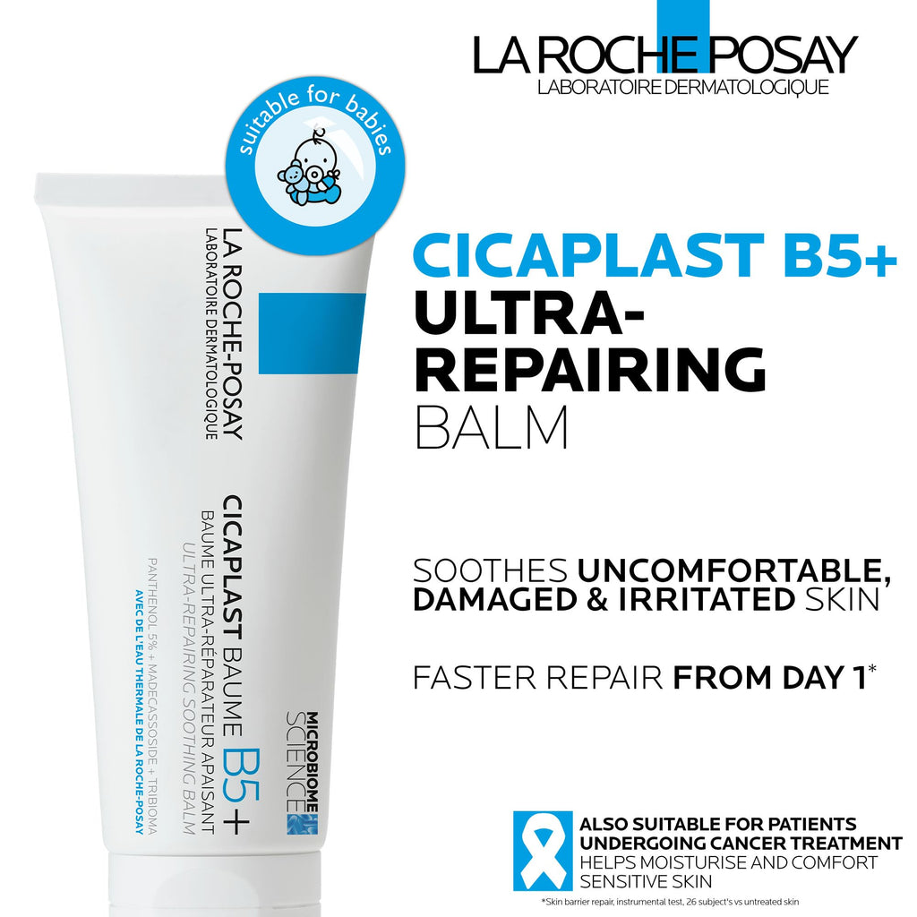 La Roche-Posay Cicaplast Baume B5+, Multi-Purpose Soothing Balm, Skin Barrier Repair Formula, Panthenol, Madecassoside, Prebiotic Tribioma For Irritated Sensitive Skin, 40ml - Damaged Box - BBE 03/2029