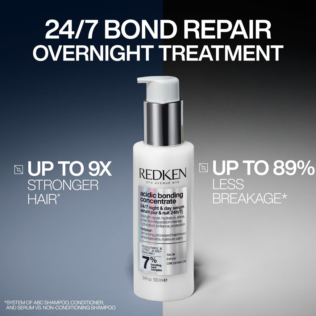 Redken Acidic Bonding Concentrate 24/7 Night and Day Hair Serum, Bond Repair for Damaged Hair - Damaged Box