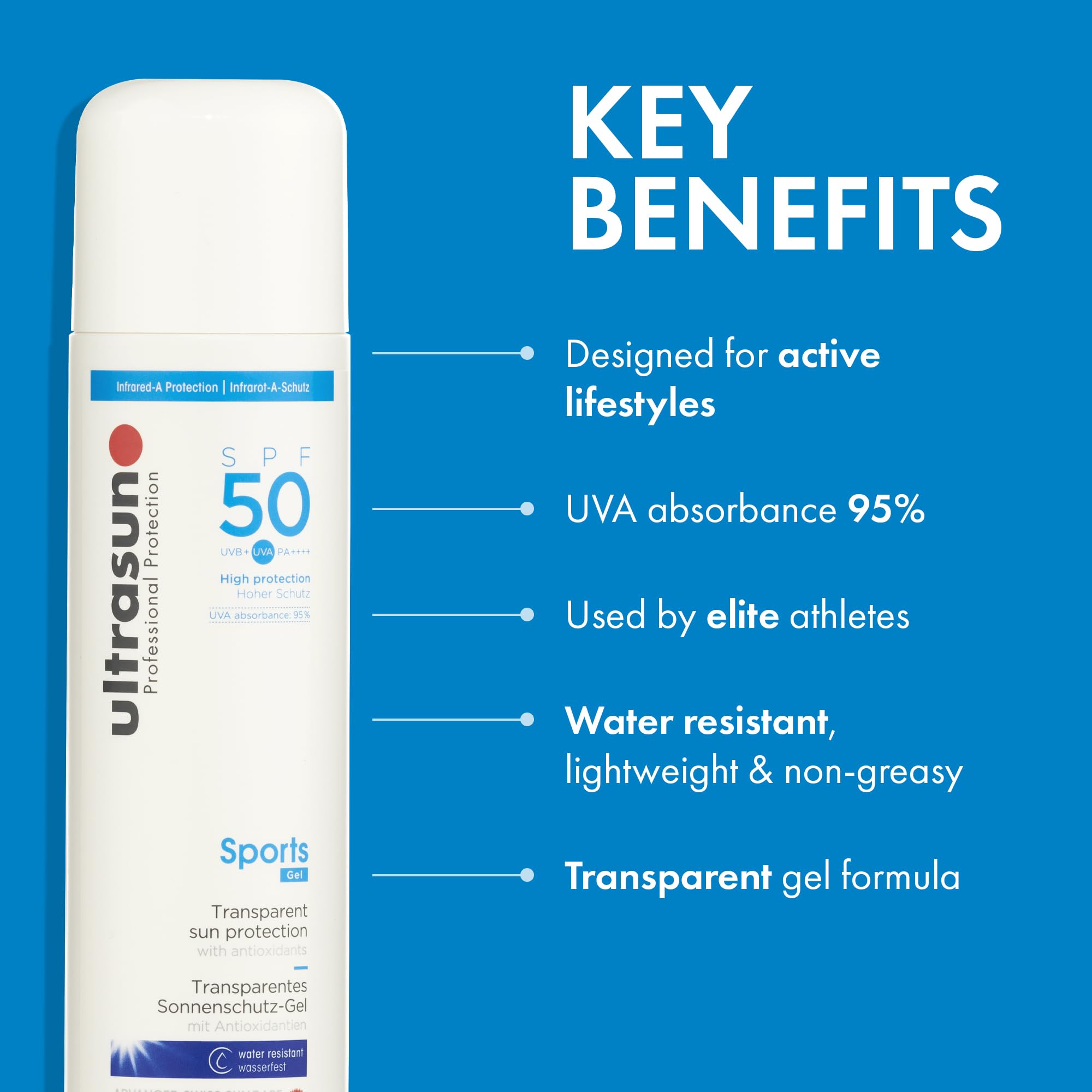 Ultrasun Sports Gel SPF50 200ml - High Protection Sunscreen for Active Lifestyles - Damaged Box