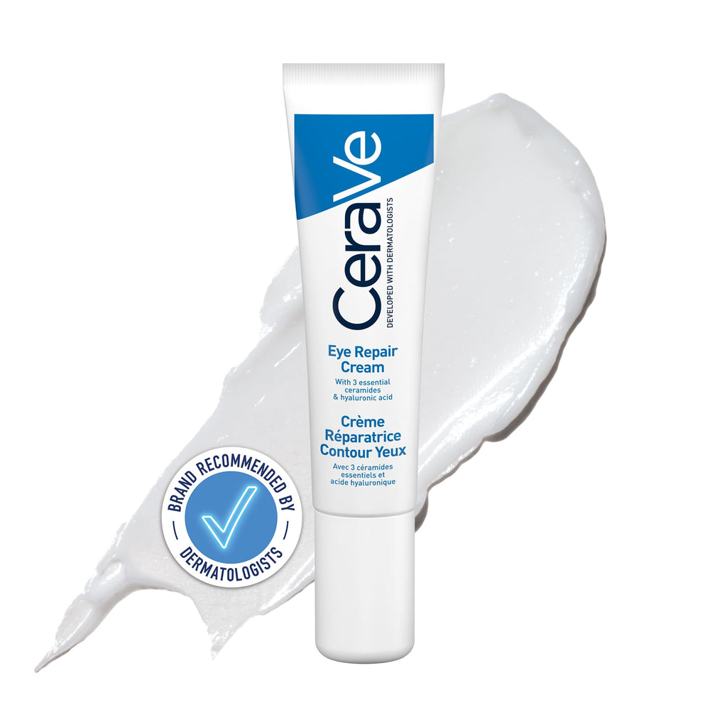 CeraVe Eye Repair Cream With 3 Essential Ceramides, Hyaluronic Acid, MVE Technology, Ultra-Lightweight For Dark Circles, Puffiness, Suitable for Dry, Sensitive, & Eczema-Prone Skin, 14ml - New - BBE 01/2029