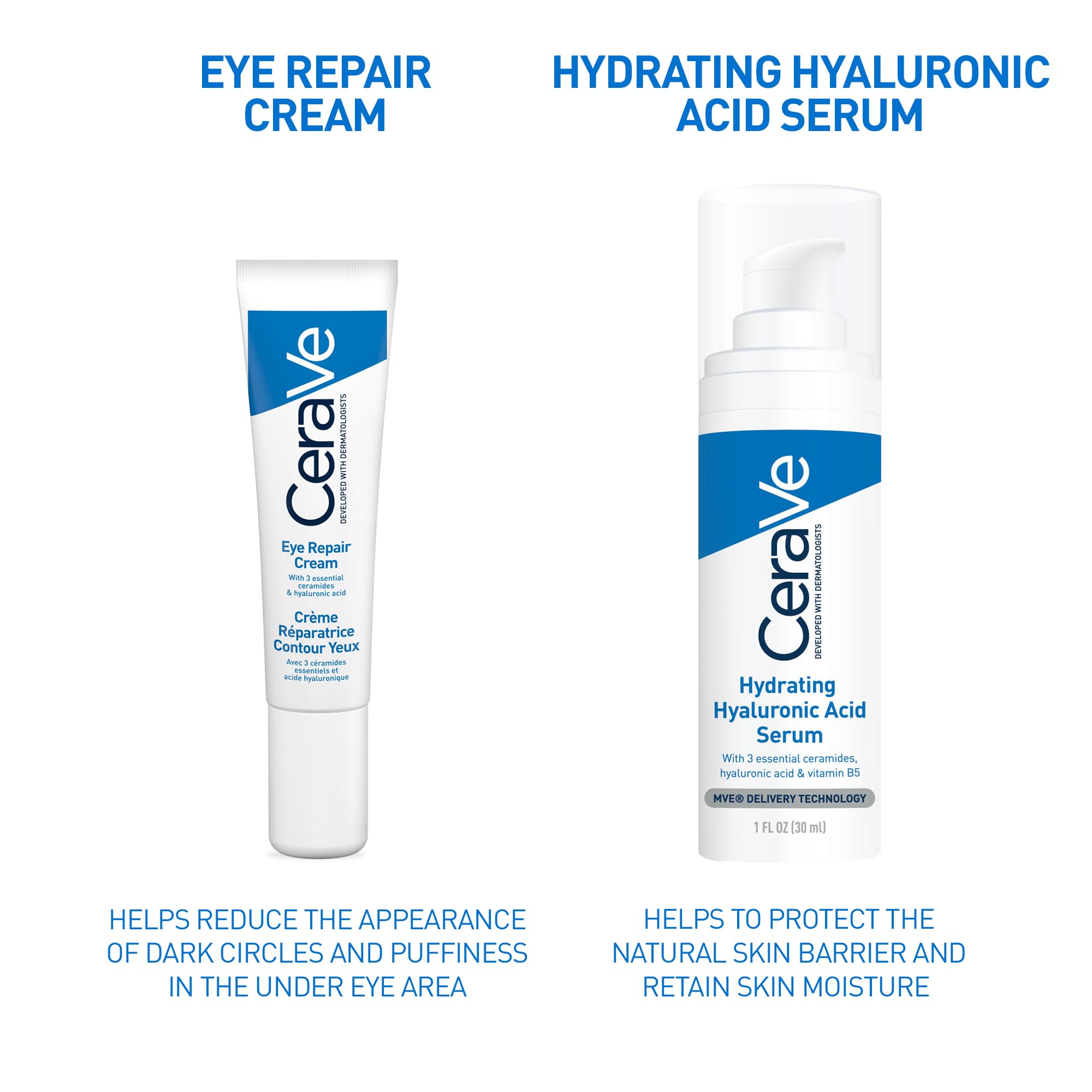 CeraVe Eye Repair Cream With 3 Essential Ceramides, Hyaluronic Acid, MVE Technology, Ultra-Lightweight For Dark Circles, Puffiness, Suitable for Dry, Sensitive, & Eczema-Prone Skin, 14ml - New - BBE 01/2029