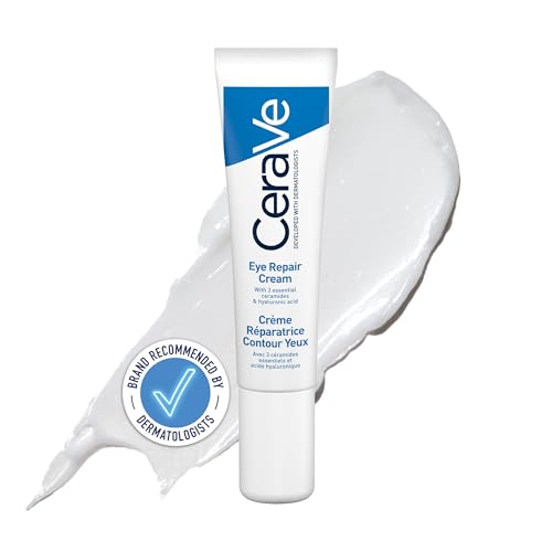 CeraVe Eye Repair Cream With 3 Essential Ceramides, Hyaluronic Acid, MVE Technology, Ultra-Lightweight For Dark Circles, Puffiness, Suitable for Dry, Sensitive, & Eczema-Prone Skin, 14ml - New - BBE 01/2029