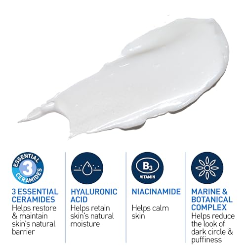 CeraVe Eye Repair Cream With 3 Essential Ceramides, Hyaluronic Acid, MVE Technology, Ultra-Lightweight For Dark Circles, Puffiness, Suitable for Dry, Sensitive, & Eczema-Prone Skin, 14ml - New - BBE 01/2029