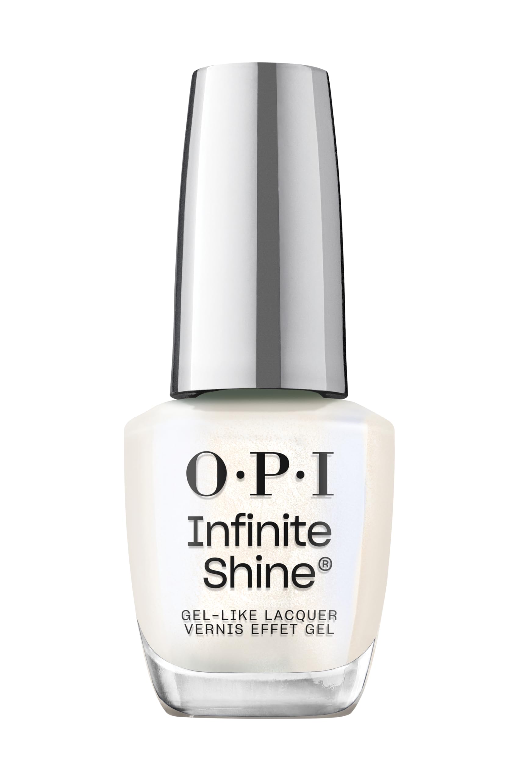 OPI Infinite Shine Nail Polish - Shimmer Takes All - Gel Like & Long Lasting White Shimmer Nail Polish - with Pre-Cured Gel Technology & OPI Pro-Wide Brush (15ml) - New