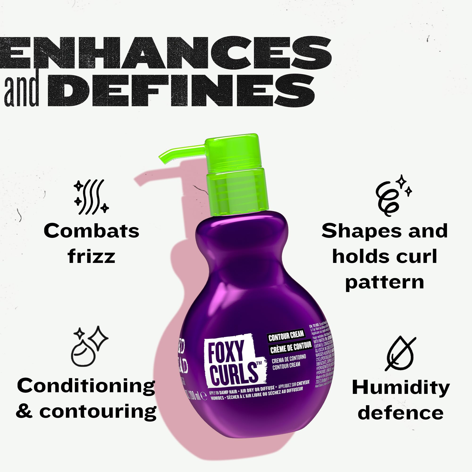 Bed Head by TIGI Foxy Curls Hair Cream - Anti-Frizz Styling Cream for Bounce and Waves, Lightweight Curl Defining, Hydrating, Frizz-Control Hair Smoothing Treatment for Natural Wavy and Curly Hair - New