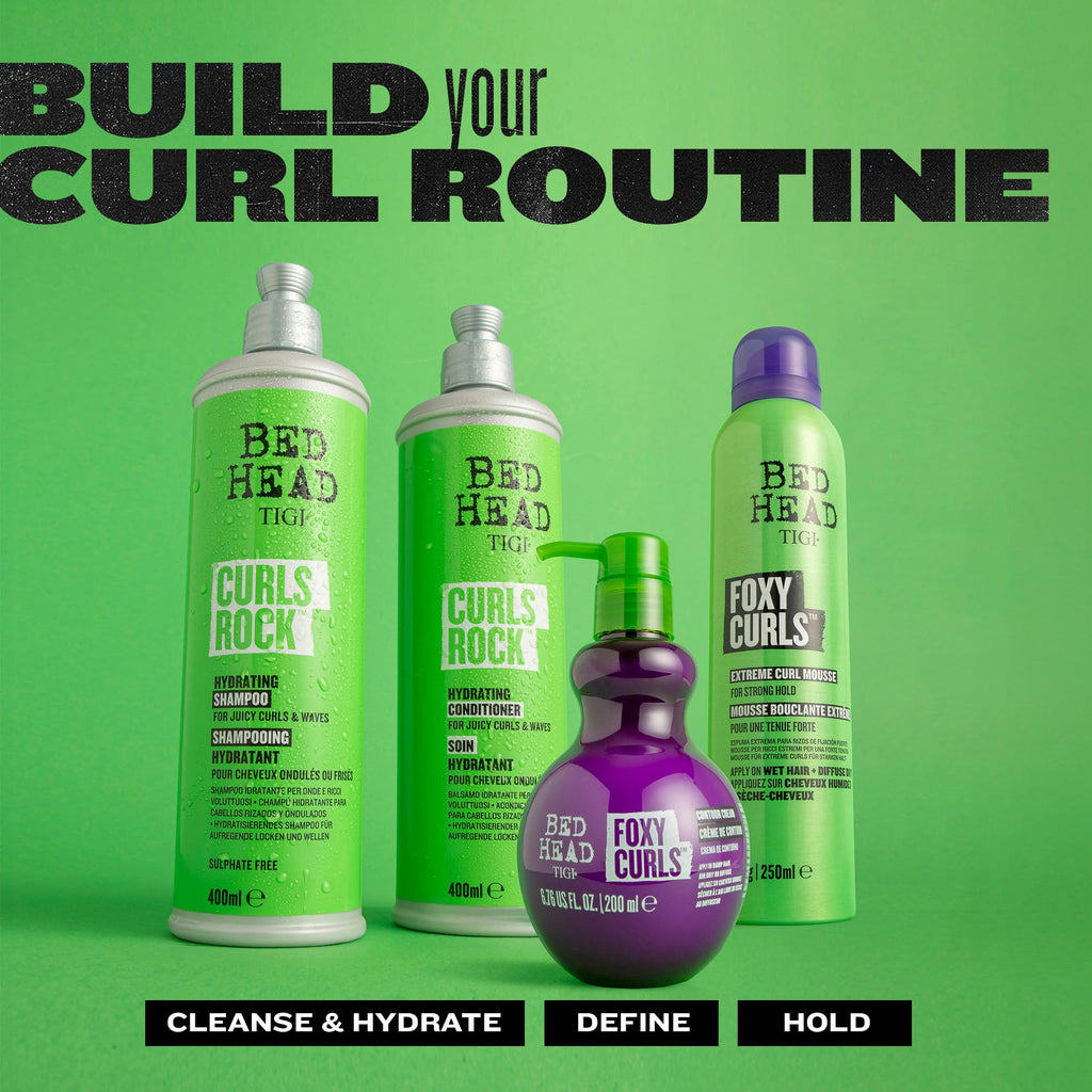 Bed Head by TIGI Foxy Curls Hair Cream - Anti-Frizz Styling Cream for Bounce and Waves, Lightweight Curl Defining, Hydrating, Frizz-Control Hair Smoothing Treatment for Natural Wavy and Curly Hair - New