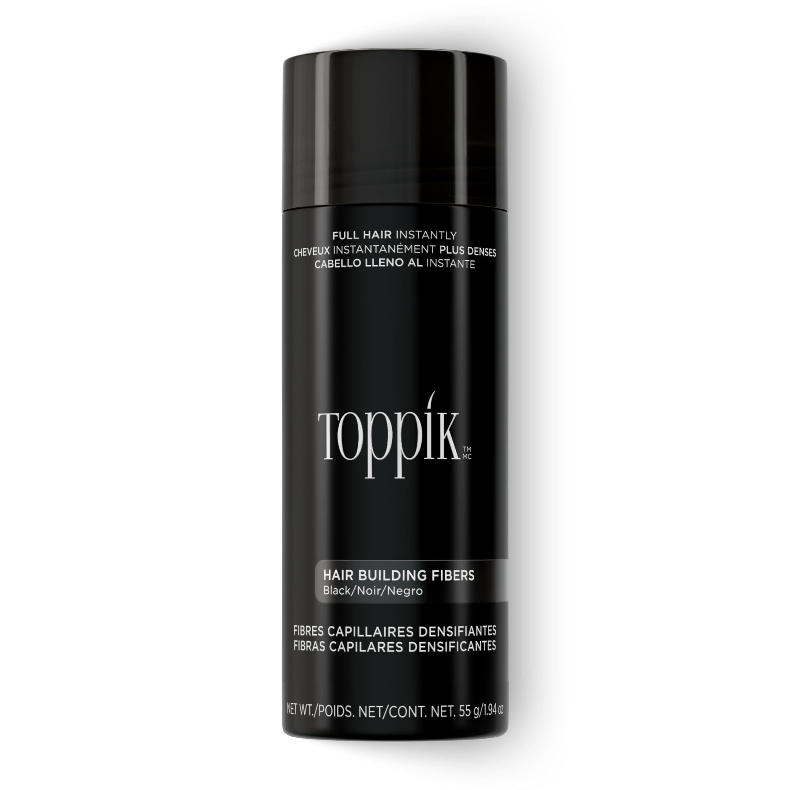 Toppik, Hair Building Fibres Powder for a Thicker-looking Hairline, Crown and Beard, Instant Thinning Concealer for Men and Women, 55g, Black - Damaged Box