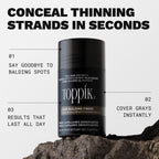 Toppik, Hair Building Fibres Powder for a Thicker-looking Hairline, Crown and Beard, Instant Thinning Concealer for Men and Women, 55g, Black - Damaged Box