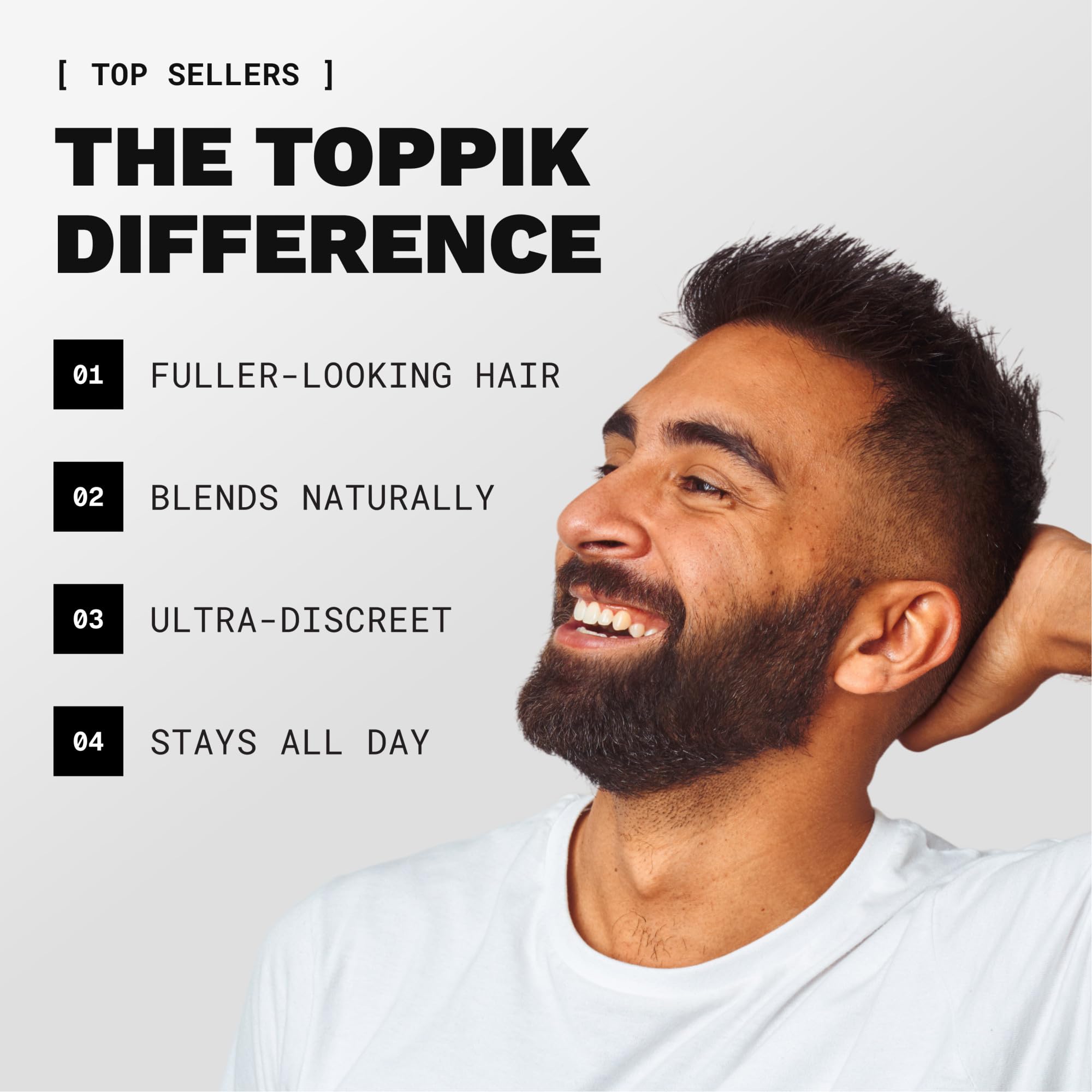 Toppik, Hair Building Fibres Powder for a Thicker-looking Hairline, Crown and Beard, Instant Thinning Concealer for Men and Women, 55g, Black - Damaged Box