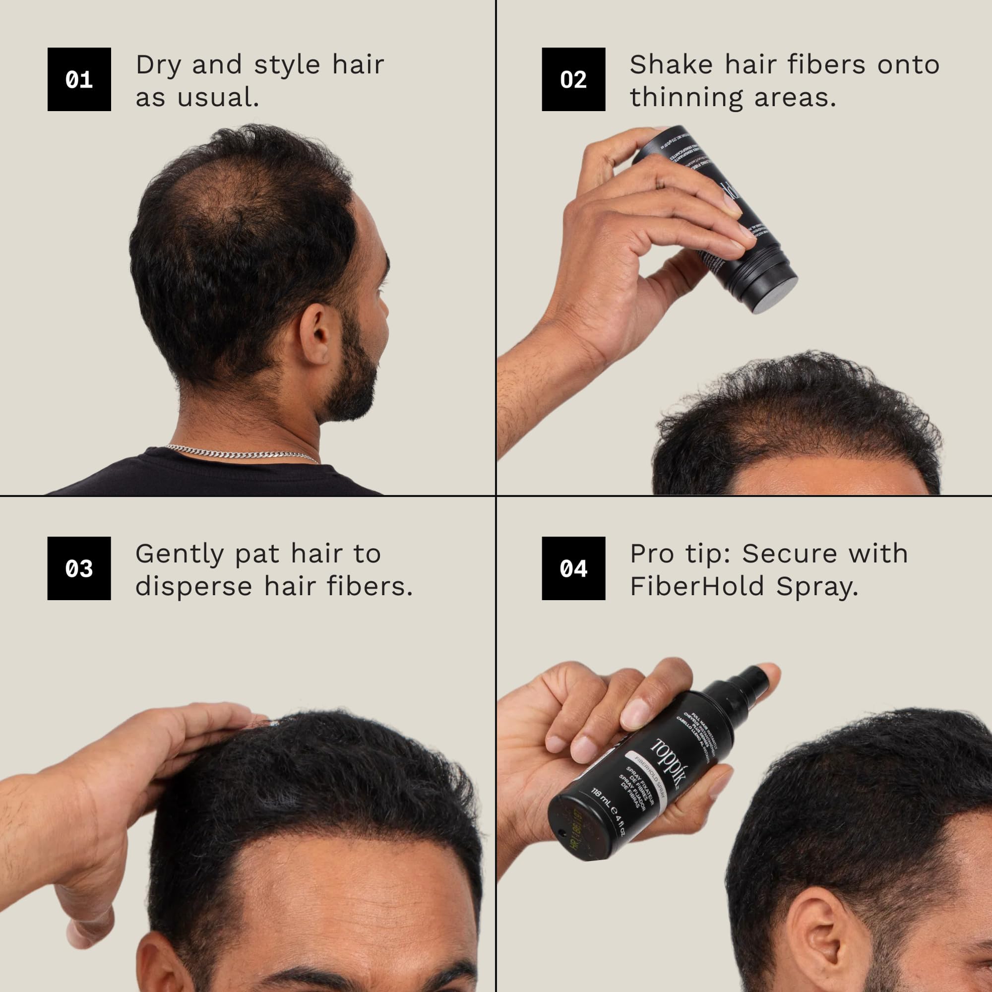 Toppik, Hair Building Fibres Powder for a Thicker-looking Hairline, Crown and Beard, Instant Thinning Concealer for Men and Women, 55g, Black - Damaged Box