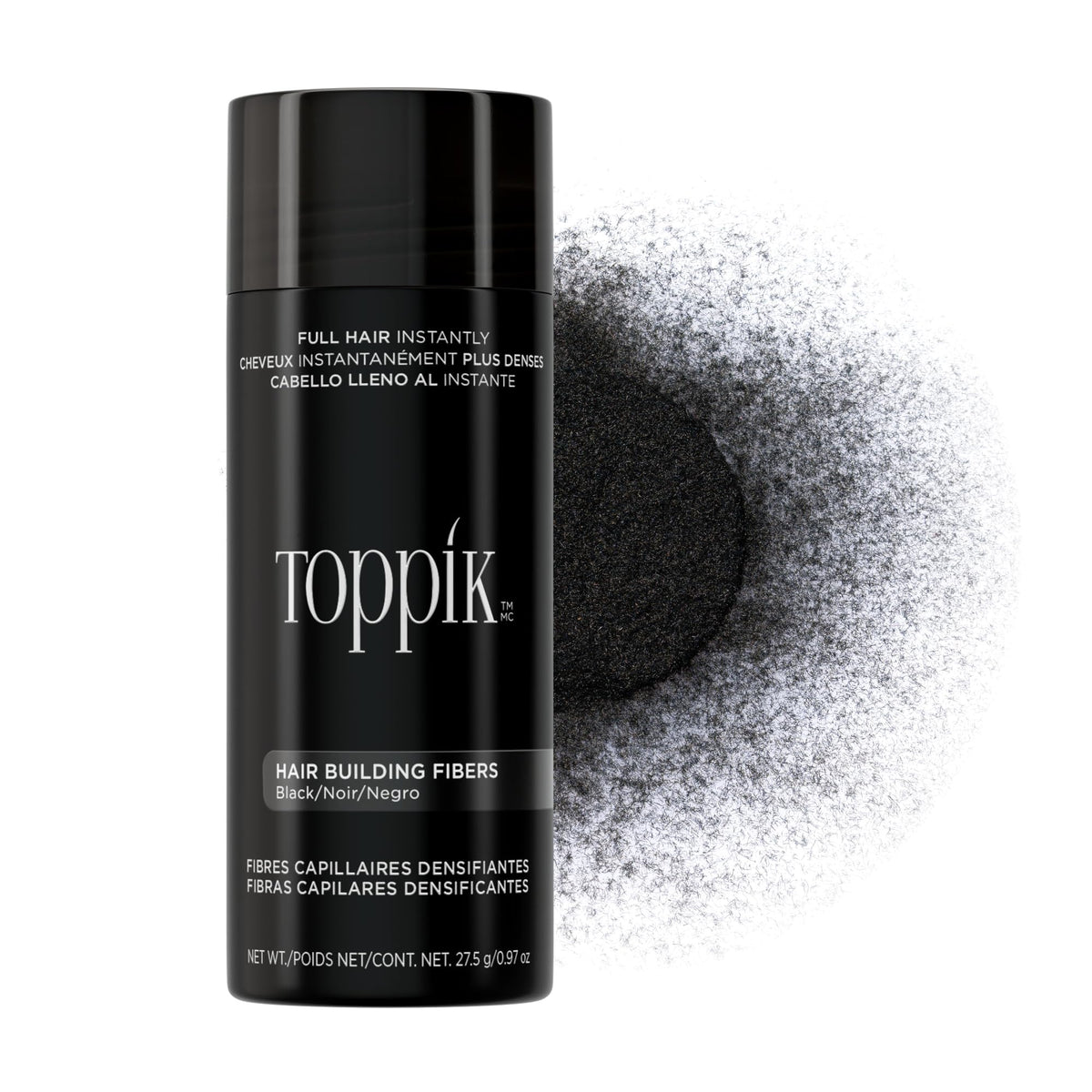 Toppik, Hair Building Fibres Powder for a Thicker-looking Hairline, Crown and Beard, Instant Thinning Concealer for Men and Women, 55g, Black - Damaged Box