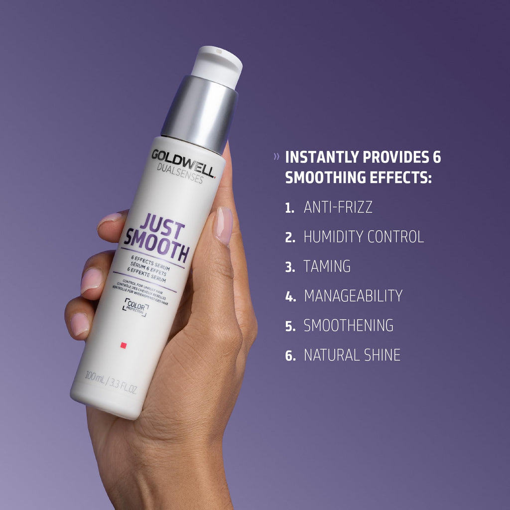 Goldwell Dualsenses Just Smooth 6 Effects Serum, For Unruly & Frizzy Hair, Anti-Frizz & Humidity Control, 100ml - New
