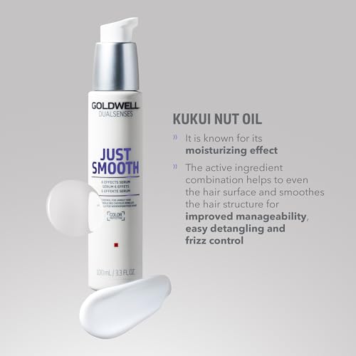 Goldwell Dualsenses Just Smooth 6 Effects Serum, For Unruly & Frizzy Hair, Anti-Frizz & Humidity Control, 100ml - New