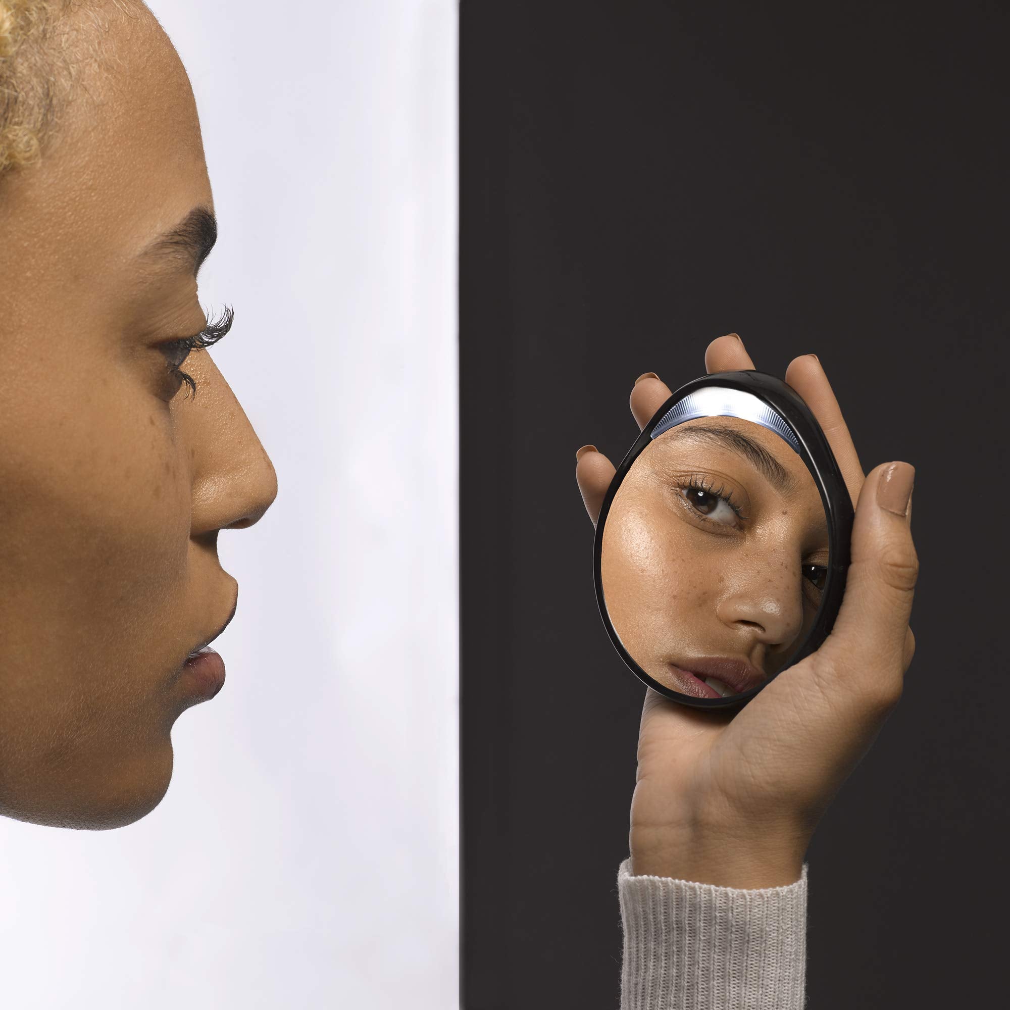 Tweezermate 10x Magnifying LED Lighted Mirror, Perfect for Tweezing, Contact Lens and Makeup Application Compact Travel Mirror with Suction Cups (Pack of 1) - Damaged Box